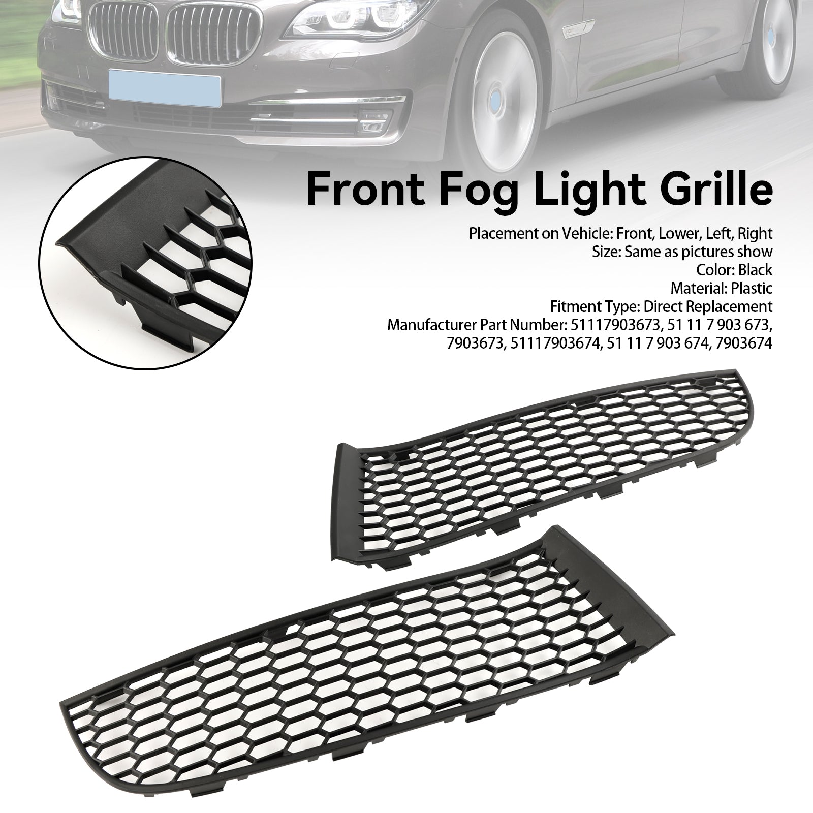 Grille inférieure de pare-chocs avant BMW Série 7 F01 F02 2009-2015