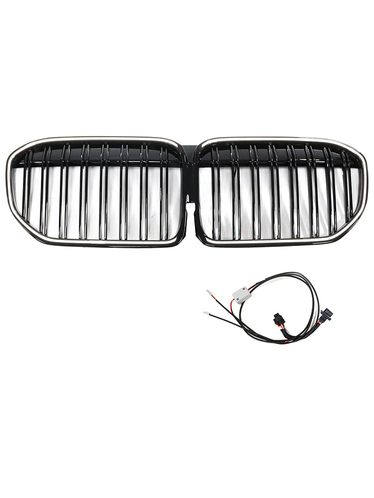 Parrilla delantera de doble lama en negro brillante compatible con BMW Serie 7 G11 G12 2019-2022