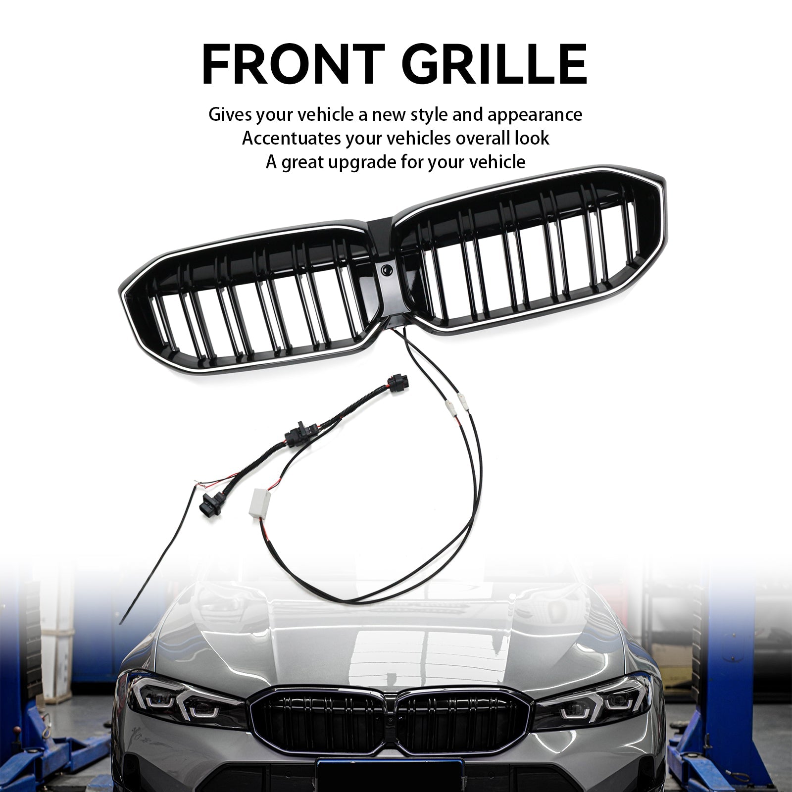 BMW 2023-2024 3 Series G20 G21 320i/330i/M340i/318i/320d Front Kidney Grille Double Line Black Grill