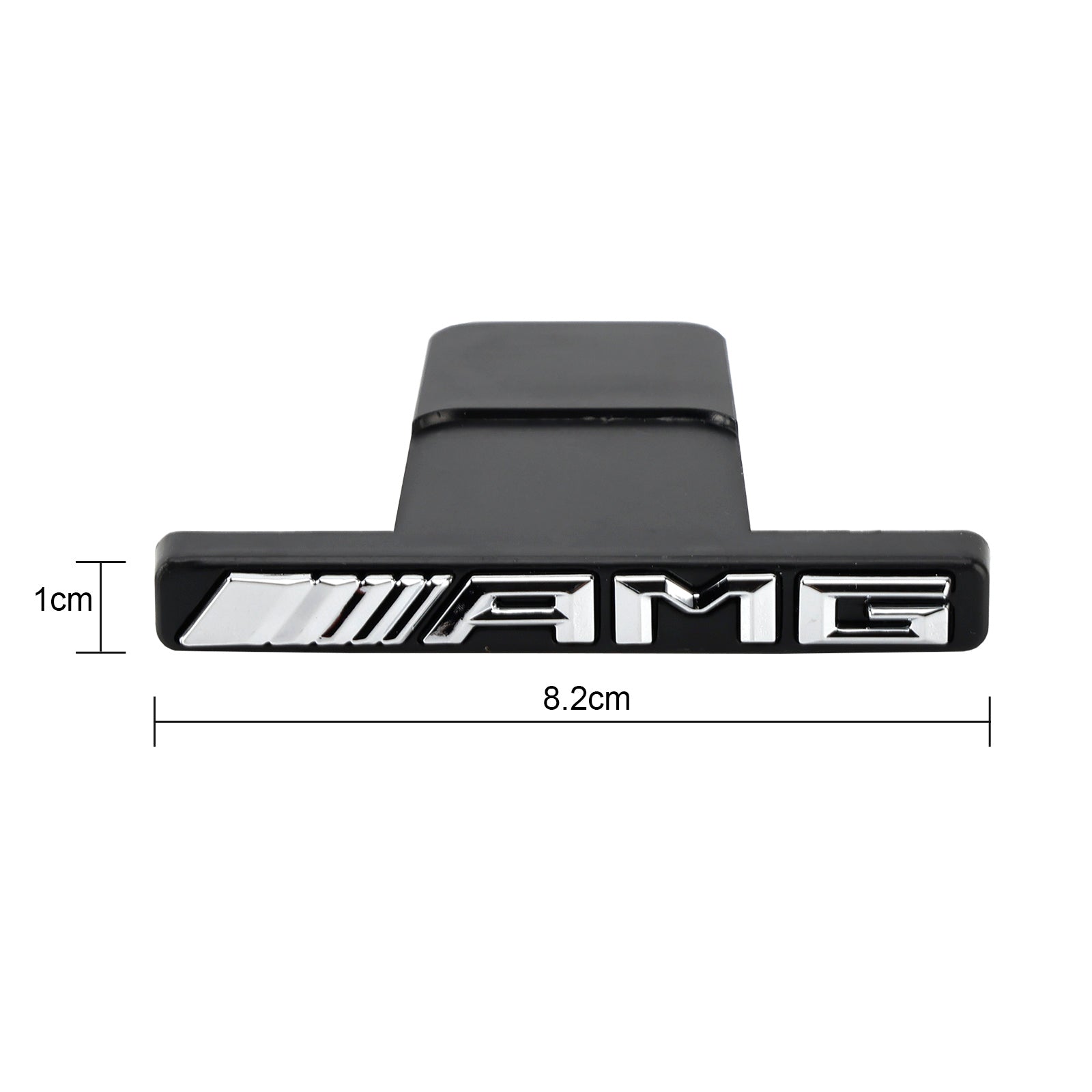 Emblema de parrilla AMG con franja vertical delantera para Mercedes-Benz, cromado, rojo y negro.