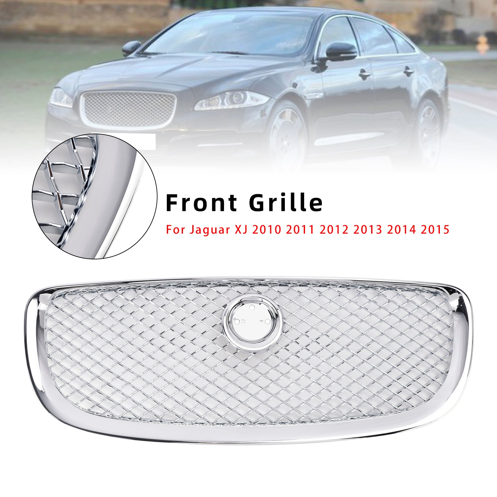 2010-2015 Jaguar XJ Chrome Grill Front Bumper Replacement Grille