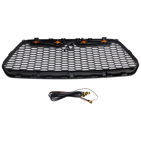 Ford Transit MK8 2015 2016 2017 2018 2019 Mat Zwart Honingraat Stijl Grill Voorbumper Luchtinlaat Radiator Grille W/LED Licht