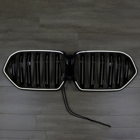 Grade de para-choque dianteiro de veneziana dupla adequada para BMW X6 G06 M60i 2023-2025 com furo para câmera