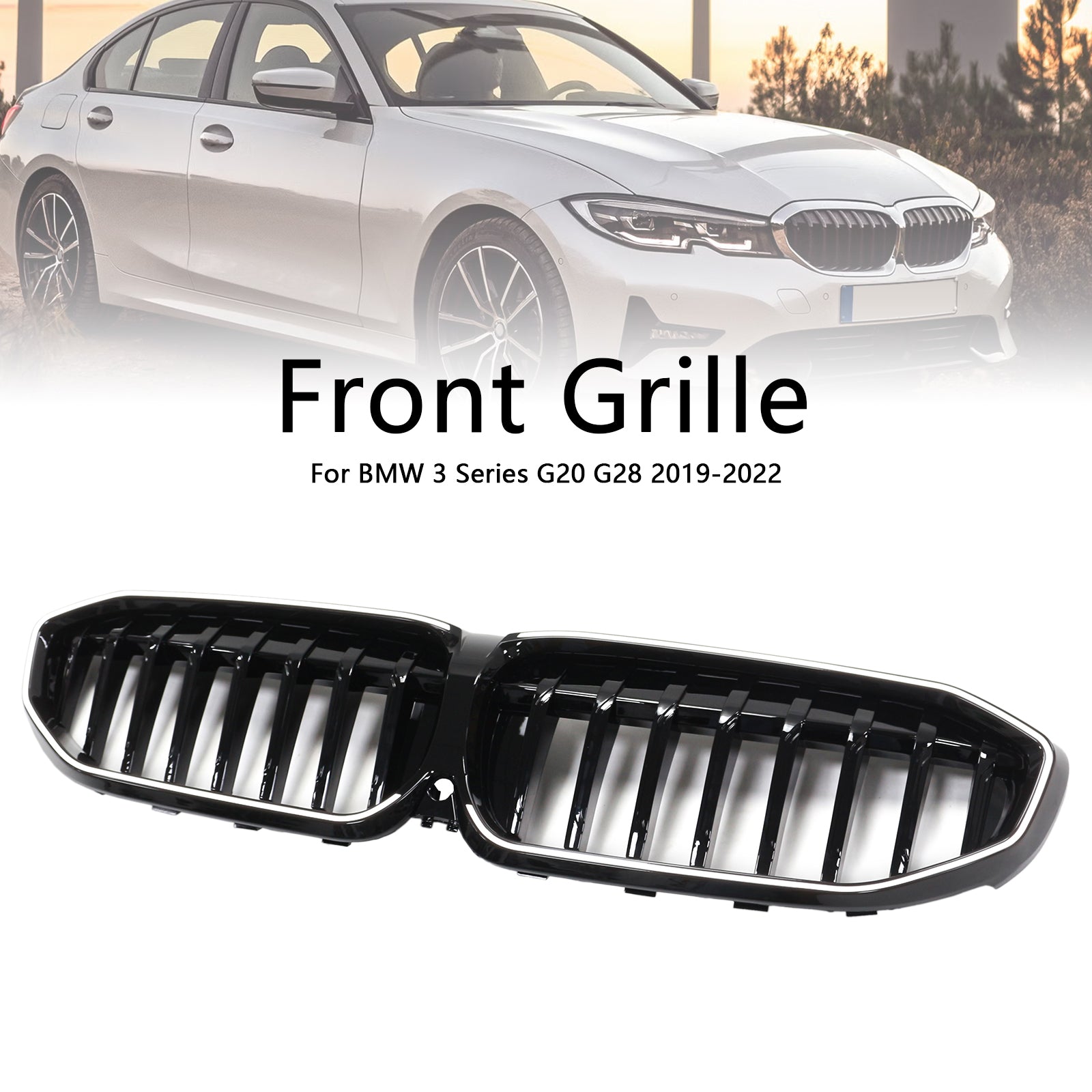 Glossy Black Kidney Grille Grill 51138072085 Fit BMW 3 Series G20 2019-2022