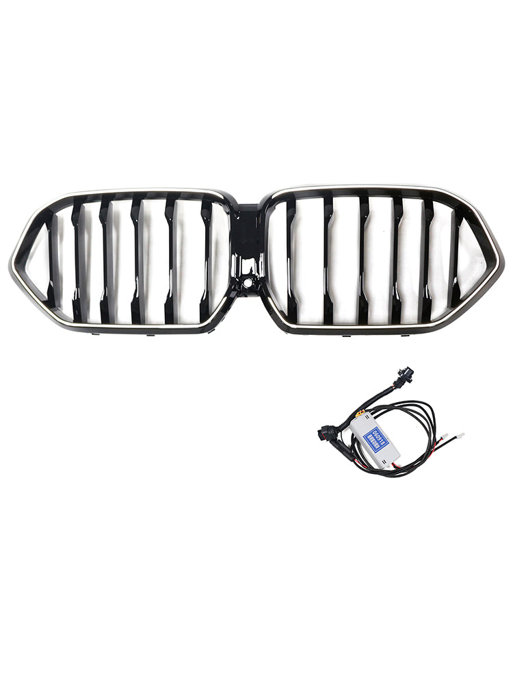 Black Front Bumper Grille Grill Fit BMW X6 G06 M60i 2023-2025 W/Camera Hole