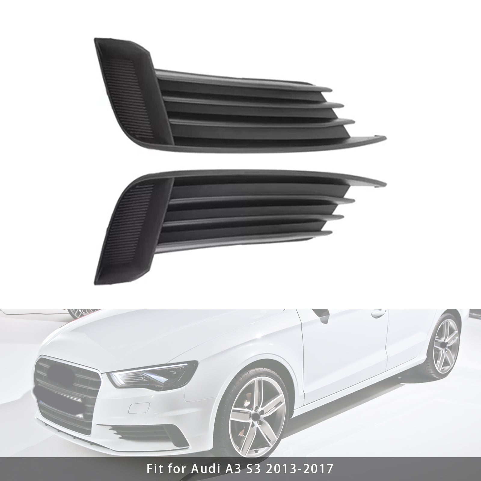 2x Auto vordere Stoßfänger Nebel-Lichtgrilles für Audi A3 S3 2013-2017 - 0