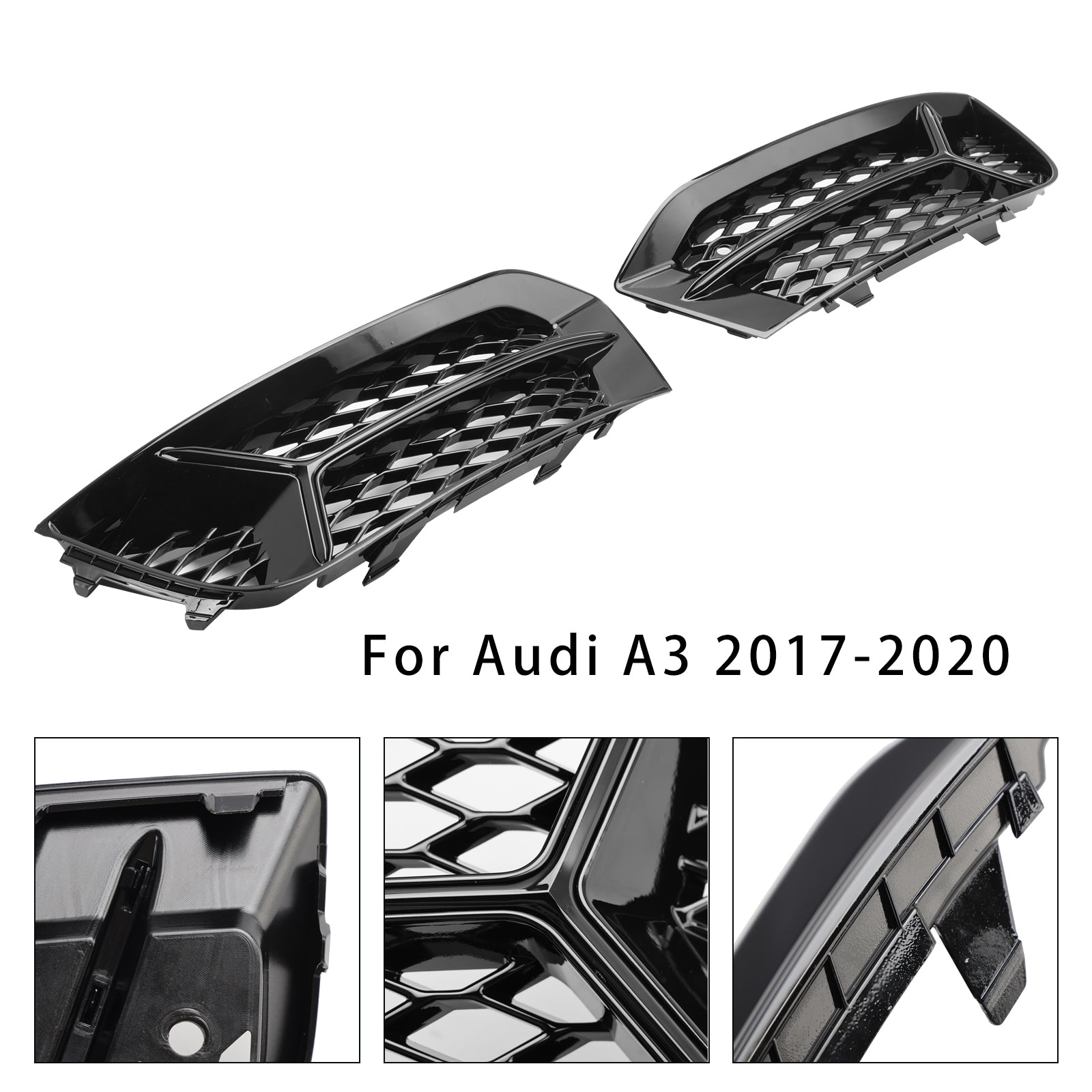 2017-2020 Audi A3 8V Front Bumper Grill Fog Light Cover Lamp Frame Trim Grille