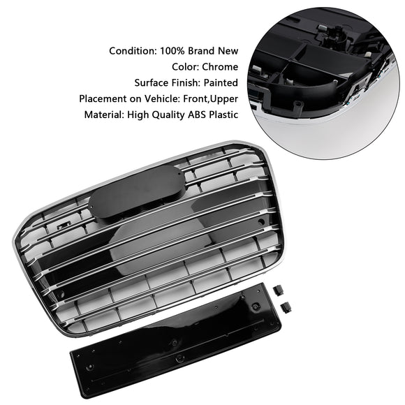 Rejilla de parachoques delantero estilo S6 compatible con Audi A6 C7 2012-2015 cromada