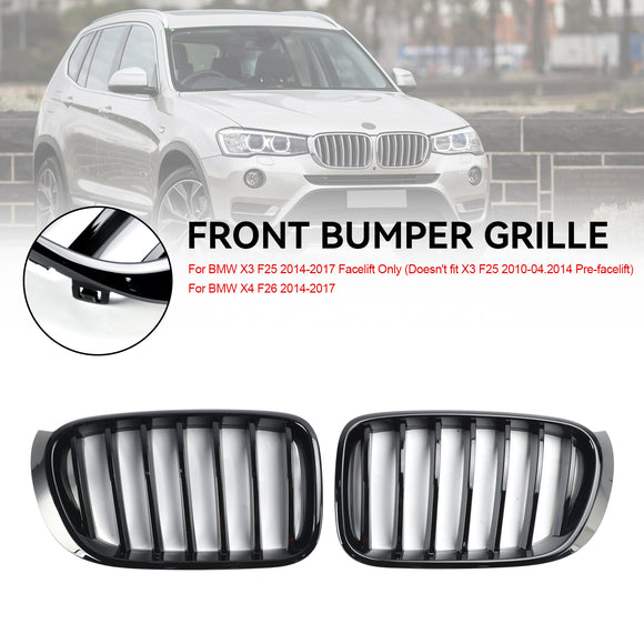2014-2017 BMW X4 F26 xDrive28i/xDrive35i/xDrive20d/xDrive30d/xDrive35d Grille de pare-chocs avant Grille noire brillante