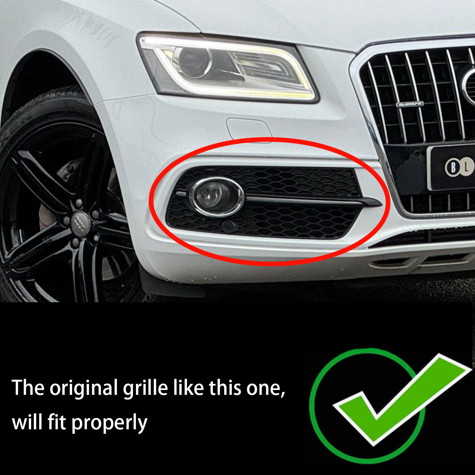2014-2017 Audi Q5 S-Line SQ5 Parachoques delantero Luz antiniebla Parrilla Parrilla cromada negra - 0