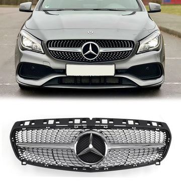 Mercedes Benz Clase CLA W117 Parrilla delantera cromada estilo diamante C117 2013-2019 con emblema de estrella
