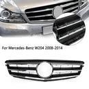 Mercedes Benz Classe C 2008-2014 W204 Grille de pare-chocs avant noire/chromée avec étoile LED pour C250/C300/C350-34