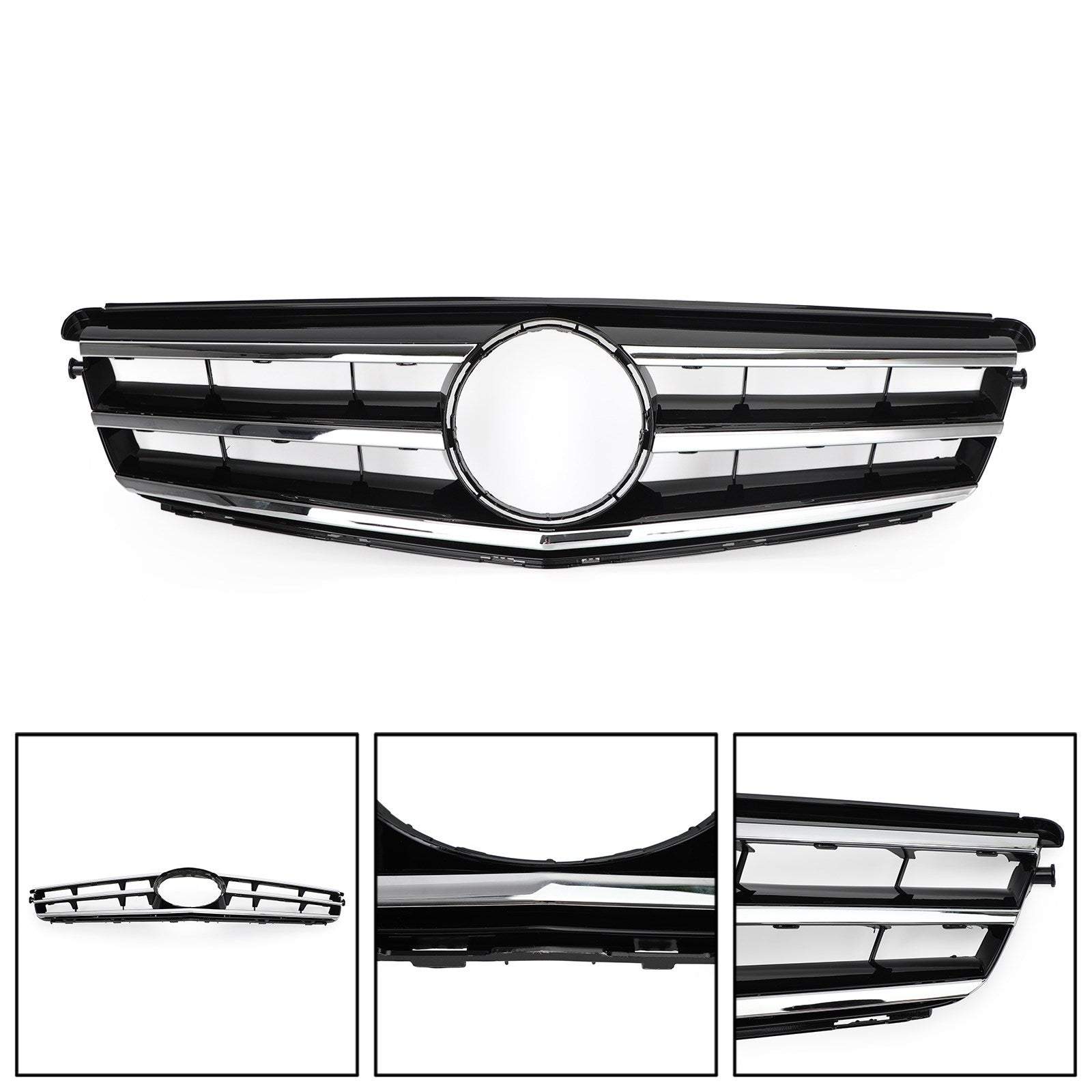 2008-2014 Mercedes Benz C Class W204 C250/C300/C350 Front Bumper Grill Black/Chrome Grille With LED Star