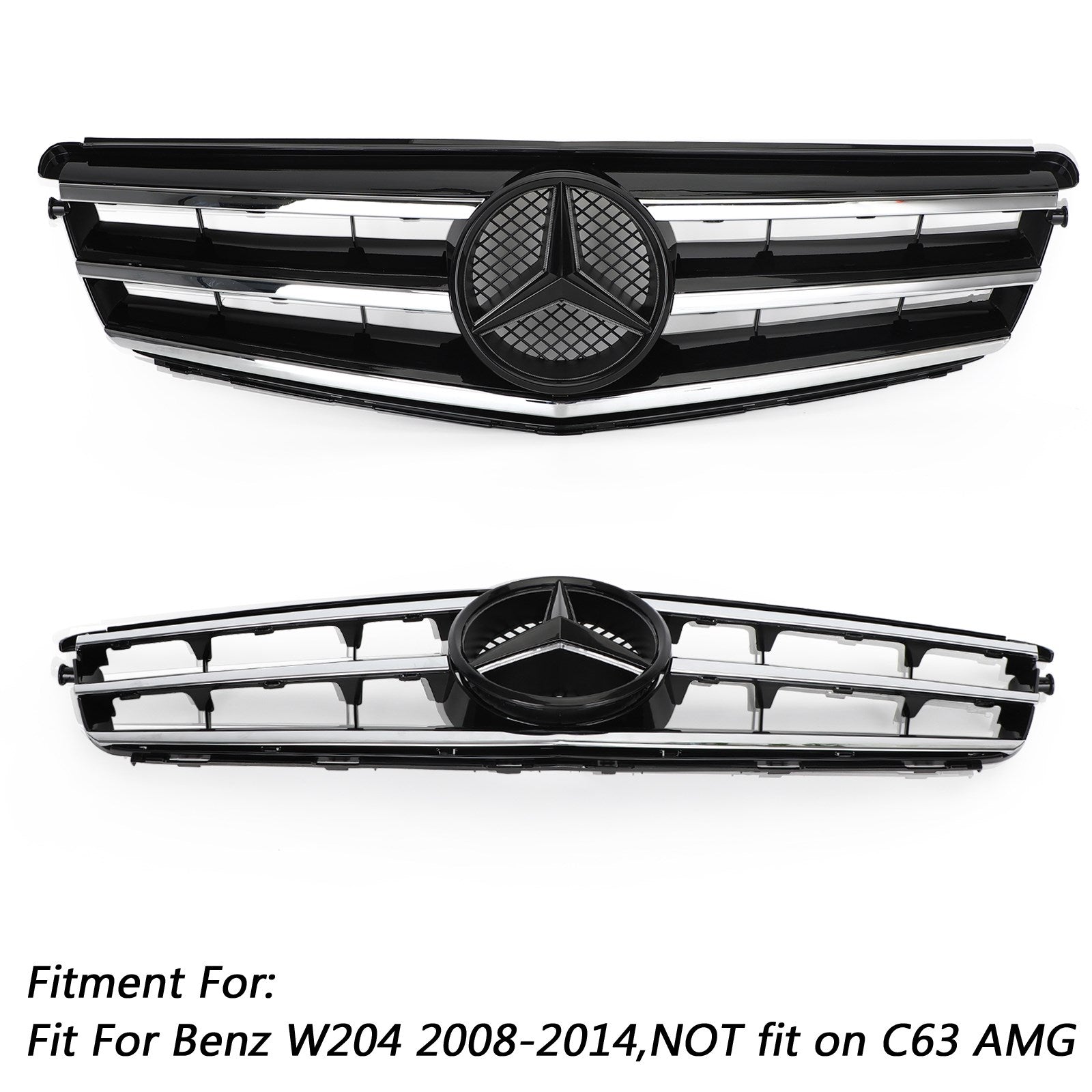 2008-2014 Mercedes Benz C Class W204 C250/C300/C350 Front Bumper Grill Black/Chrome Grille