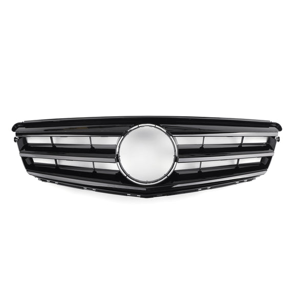 Mercedes Benz Classe C 2008-2014 W204 Grille de pare-chocs avant noire/chromée avec étoile LED pour C250/C300/C350