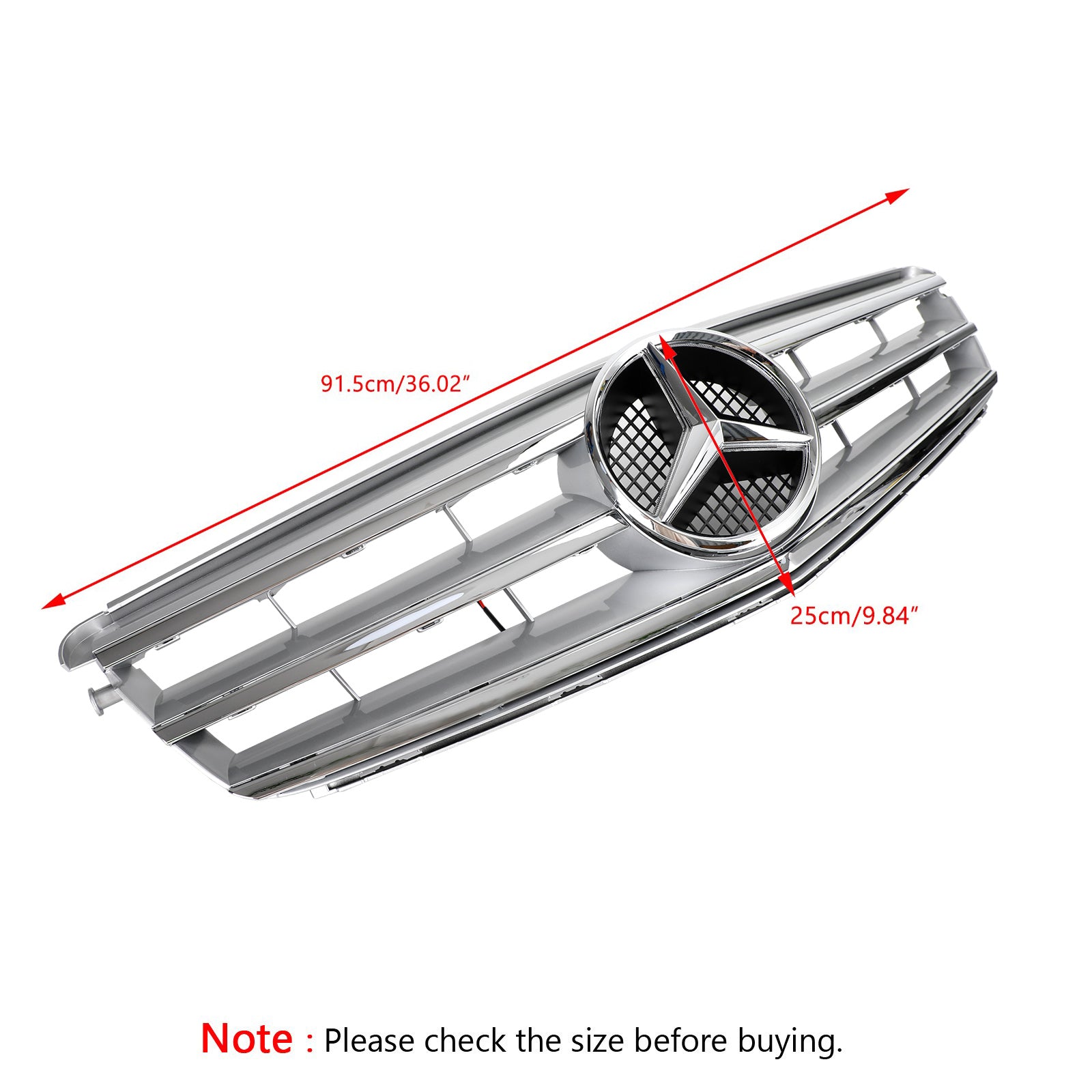 Parrilla delantera negra/cromada para Mercedes Benz Clase C W204 C250/C300/C350 2008-2014