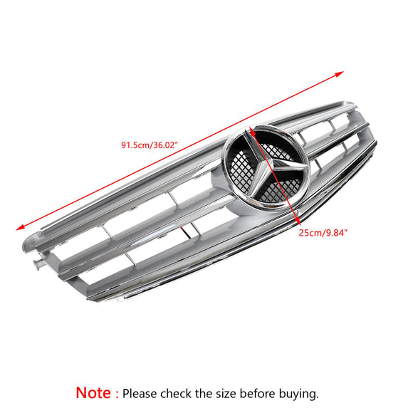 Mercedes Benz Classe C 2008-2014 W204 Grille de pare-chocs avant noire/chromée avec étoile LED pour C250/C300/C350
