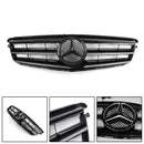 Mercedes Benz Classe C 2008-2014 W204 Grille de pare-chocs avant noire/chromée avec étoile LED pour C250/C300/C350-21