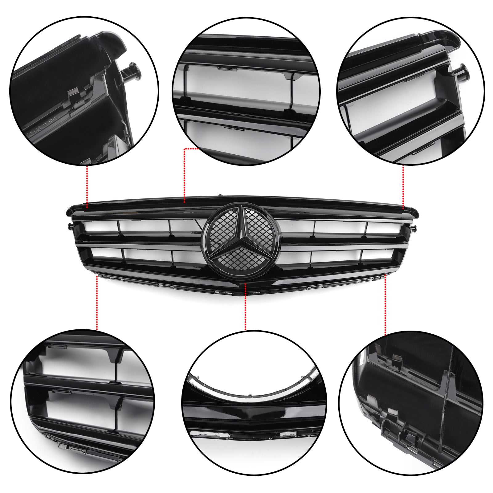 2008-2014 Mercedes Benz C Class W204 C250/C300/C350 Front Bumper Grill Black/Chrome Grille