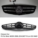 Mercedes Benz Classe C 2008-2014 W204 Grille de pare-chocs avant noire/chromée avec étoile LED pour C250/C300/C350-23