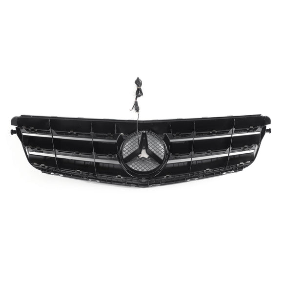 Mercedes Benz Classe C 2008-2014 W204 Grille de pare-chocs avant noire/chromée avec étoile LED pour C250/C300/C350
