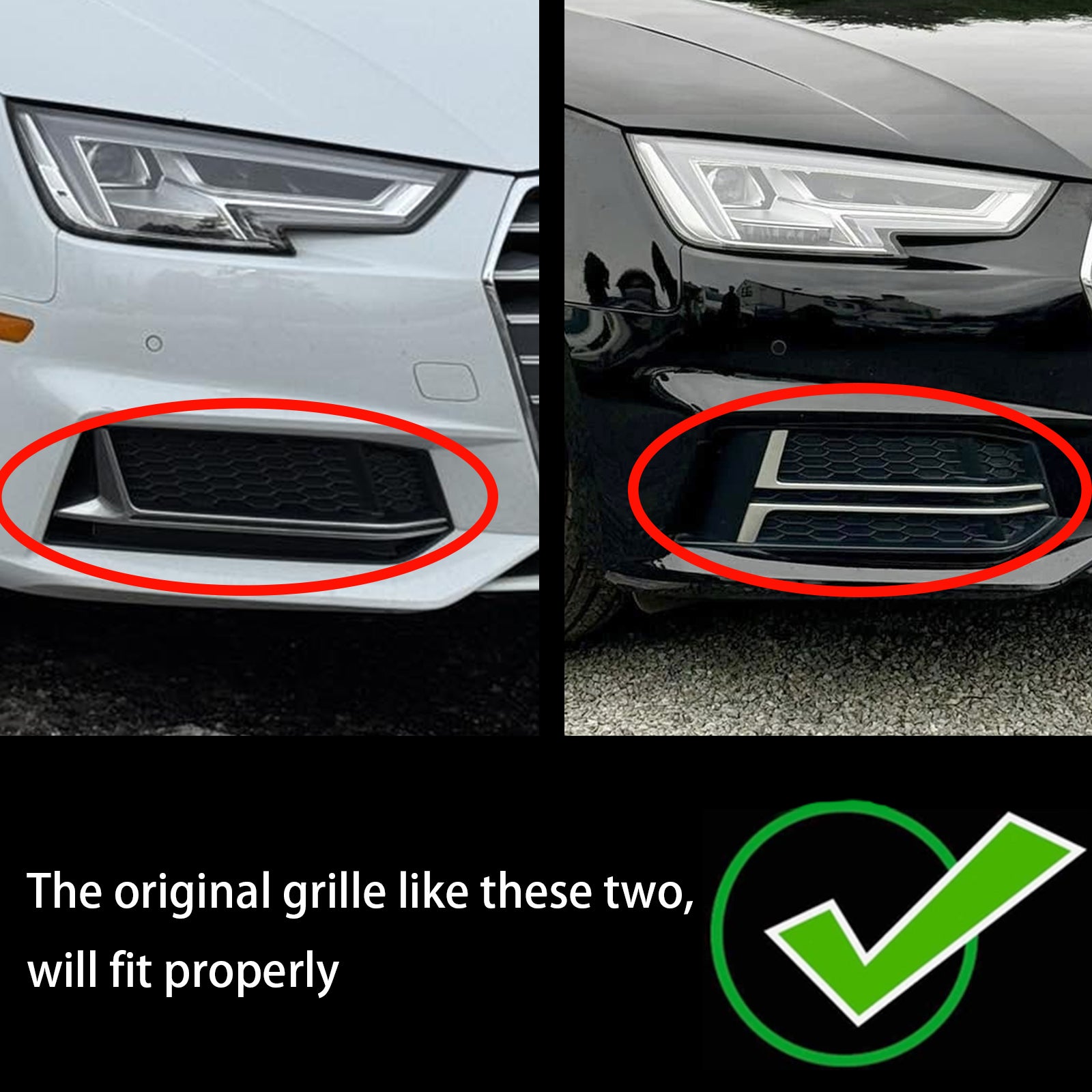 Audi S4/A4 B9 S-LINE 2016-2018 2 STÜCKE Schwarz Front Nebelscheinwerfer Abdeckung Stoßstange Grill 8W0807681F 8W0807682F Generisch