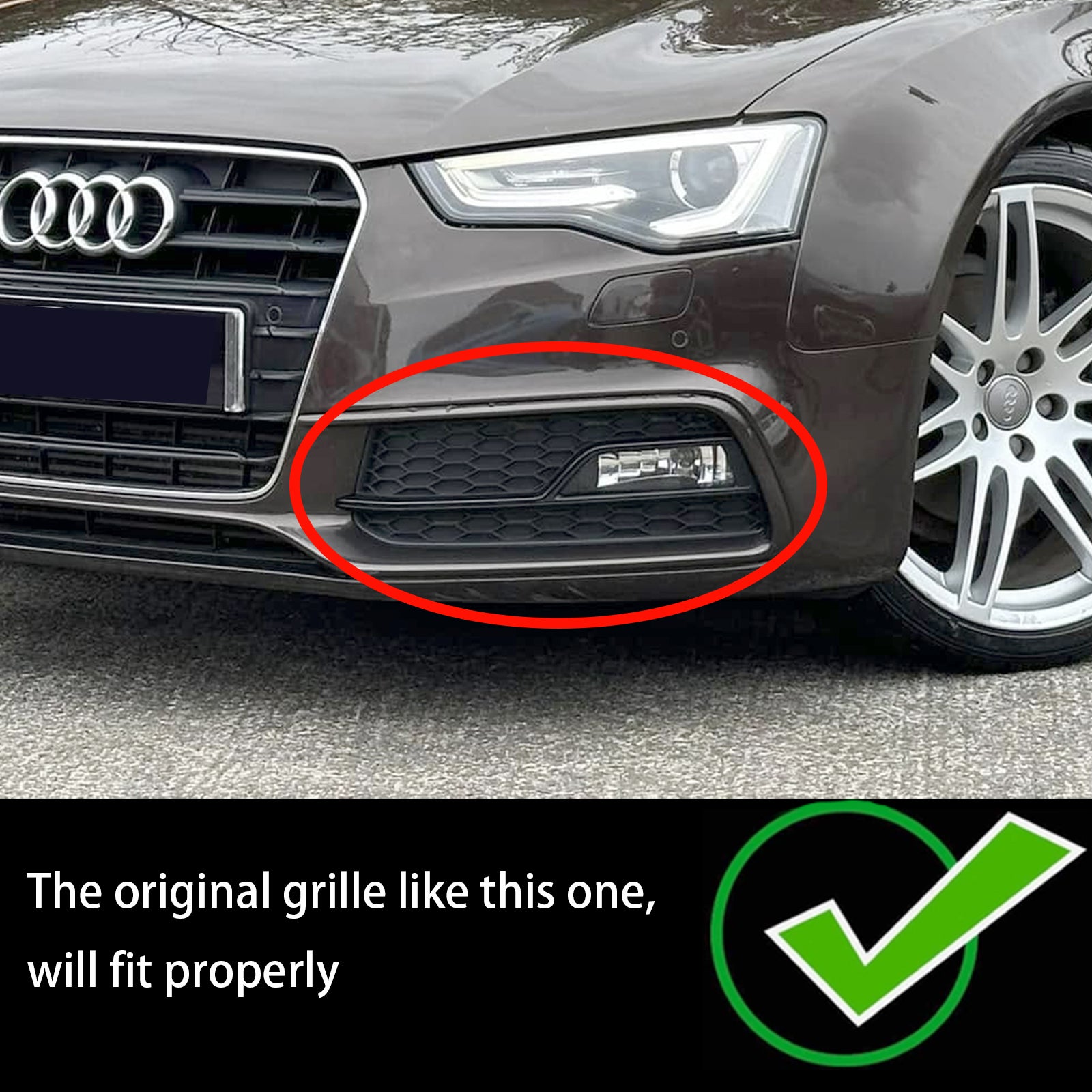 Audi A5 S-Line/S5 2013-2016 Coppia griglie fendinebbia paraurti anteriore griglia nera - 0