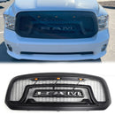 2013-2018 Dodge Ram 1500 Rebel Style Grill Front Bumper Replacement Black Grille W/ Letter and LED Light-1
