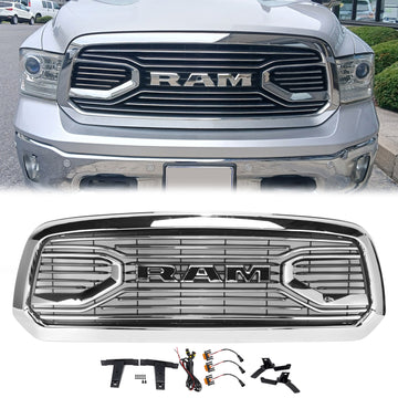 2013-2018 Dodge Ram 1500 Chrome Big Horn Style Grill Front Bumper Replacement Grille