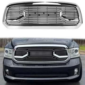 Ram 1500 2013-2018 Chrome Grille Big Horn / Rebel Style Front Bumper Grill With LED Light & RAM Letter