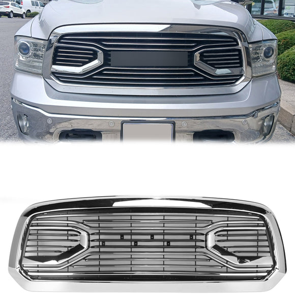 2013-2018 Dodge Ram 1500 Chrome Big Horn Style Grill Front Bumper Replacement Grille With RAM Letter