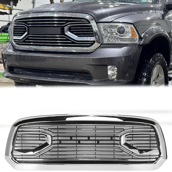 2013-2018 Dodge Ram 1500 Chrome Big Horn Style Grill Front Bumper Replacement Grille With RAM Letter