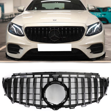 Mercedes Benz W213 E-Class 2016-2019 Front Bumper Grill GTR Style Glossy Black Grille