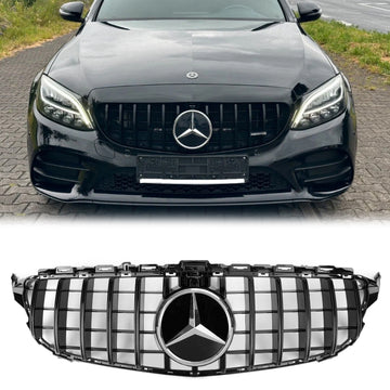 Mercedes Benz Classe C W205 Grille de pare-chocs avant noire brillante avec trou pour caméra pour C205 A205 2019 2020 2021 GTR