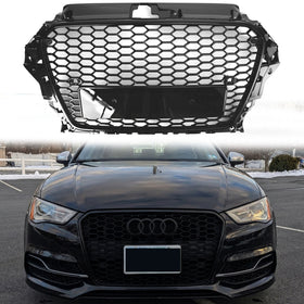 Audi A3 / A3 Sline / S3 2013-2016 Front Grill Gloss Black RS Honeycomb Upper Bumper Radiator Grille