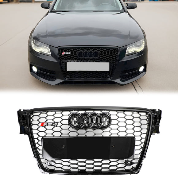 Audi 2008-2012 A4/S4 B8 Reemplazo de parrilla RS4 Estilo Honeycomb Sport Mesh Hex Grille Negro