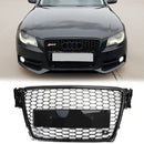 2008-2012 Audi A4/A4 Avant B8 RS4 Stile Maglia a nido d'ape Griglia esagonale Griglia nera lucida + Griglia fendinebbia-24