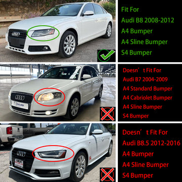 Audi A4/ A4 Sline/ S4 B8 2008-2012 RS4 Honeycomb Grille Front Bumper Mesh Black Grill With Ring Emblem - 0