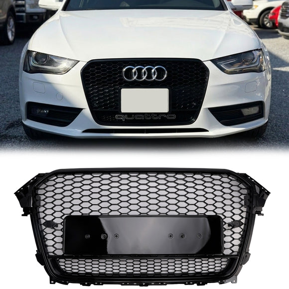 Audi A4 / A4 Sline / S4 2012-2016 Honeycomb RS Style Front Grill Upper Bumper Replacement Black Grille