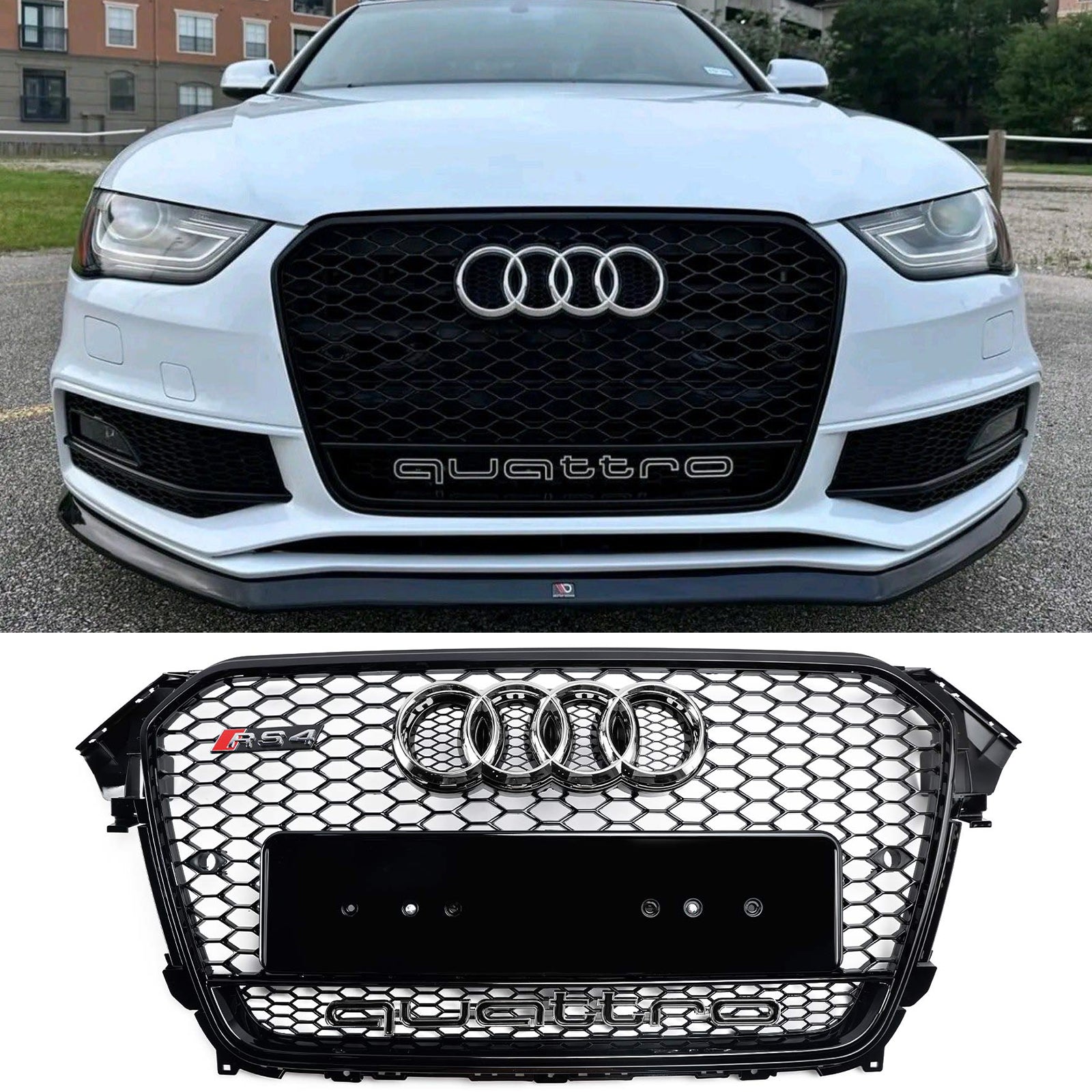 AUDI A4/S4 B8.5 2012-2016 AVEC QUATRO RS4 STOCH FRANT BUTMER GRILL BLACK BLACK - 0