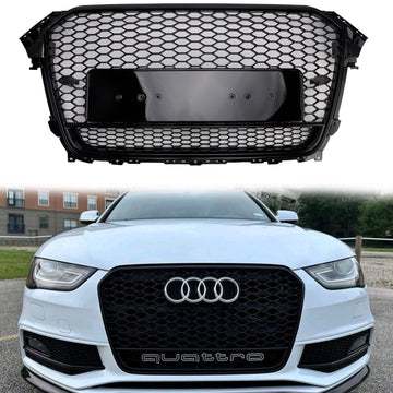 Audi A4/S4 B8.5 2012-2016 With Quattro RS4 Style Front Bumper Grill Replacement Black Grille - 0