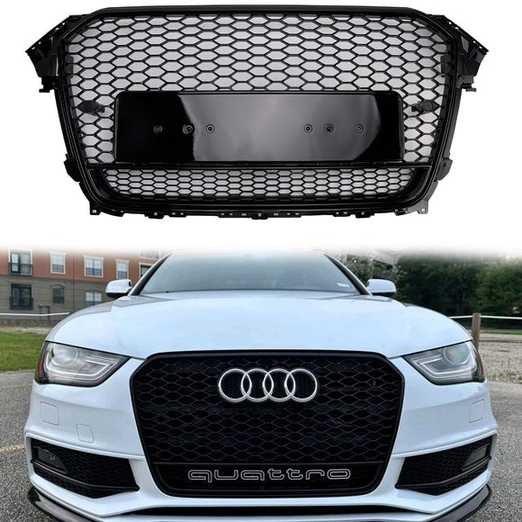 Audi A4/S4 B8.5 2012-2016 With Quattro RS4 Style Front Bumper Grill Replacement Black Grille