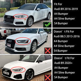 2016–2019 Audi A4/A4 S-Line/S4 B9 RS4 Style Honeycomb Mesh Grill Front Bumper Gloss Black Grille - 0