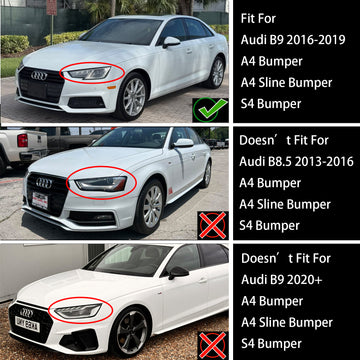 2016-2019 Audi A4/A4 S-Line/S4 B9 RS4 Stile Griglia a nido d'ape Griglia Paraurti anteriore Griglia nera lucida - 0