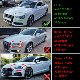 Rejilla de parachoques delantero estilo panal para Audi A5/A5 S Line/S5 B8.5 RS5 2012-2016 con emblema de anillo plateado - 0