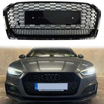Parrilla estilo panal RS5 para Audi A5/A5 Sline/S5 2017-2019, parachoques delantero, rejilla deportiva de malla hexagonal negra