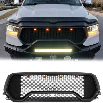 TRX Style | Dodge Ram 1500 | 2019-2024 | Matte Black | Front Grill | Upper Bumper Grille W/ LED Light