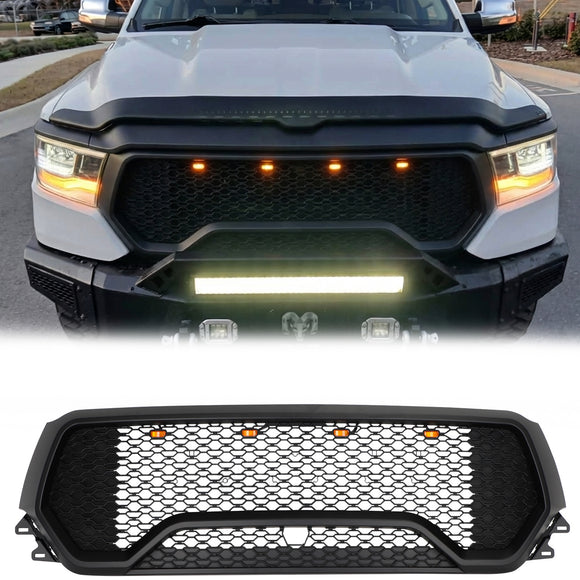 2019-2024 Dodge Ram 1500 TRX Estilo LED Parrilla de panal Parrilla delantera superior del capó