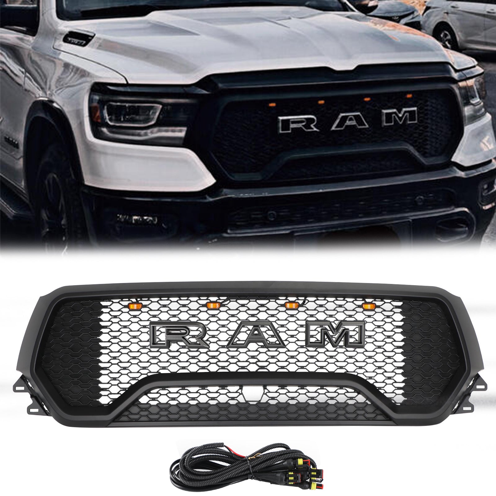 2019-2024 Dodge Ram 1500 Trx Style Honeycomb Grill Grill Front Hood Grille