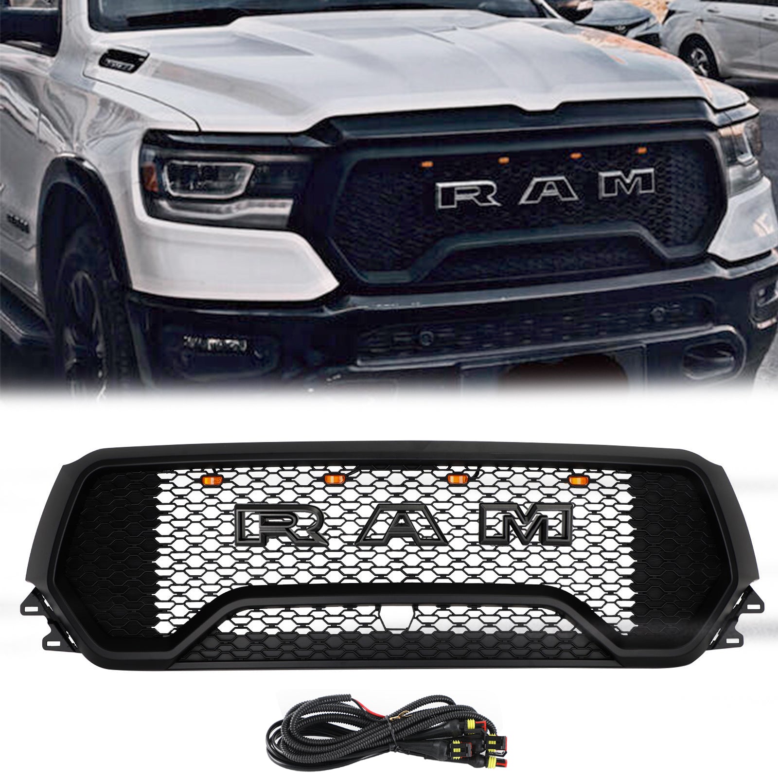 2019-2024 Dodge Ram 1500 Trx Style Honeycomb Grill Grill Front Hood Grille